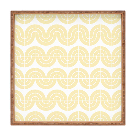Camilla Foss Wavy Pattern Yellow and White Square Tray