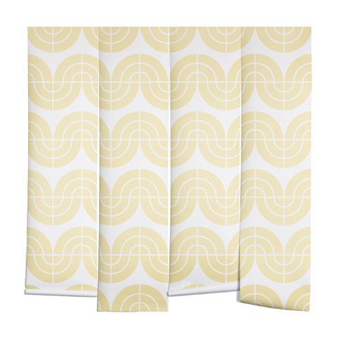 Camilla Foss Wavy Pattern Yellow and White Wall Mural