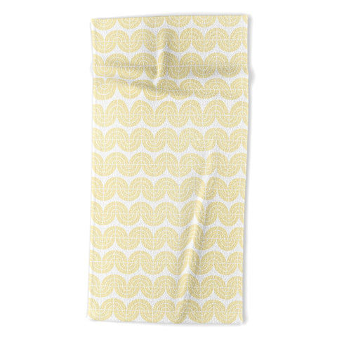 Camilla Foss Wavy Pattern Yellow and White Beach Towel