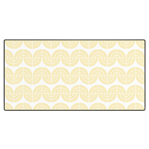 Camilla Foss Wavy Pattern Yellow and White Desk Mat