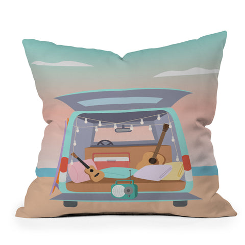 camilleallen Beach Van Outdoor Throw Pillow