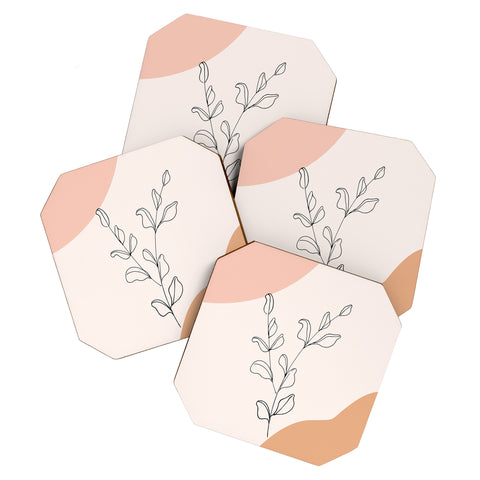 camilleallen Eucalyptus Line Art Coaster Set