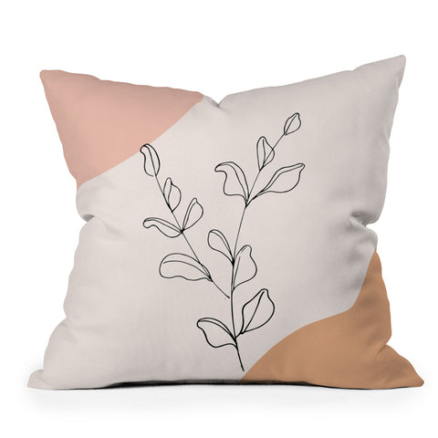 camilleallen Eucalyptus Line Art Outdoor Throw Pillow