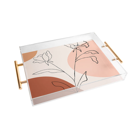 camilleallen Poppies line drawing Acrylic Tray