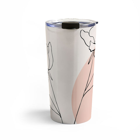 camilleallen Poppies line drawing Travel Mug