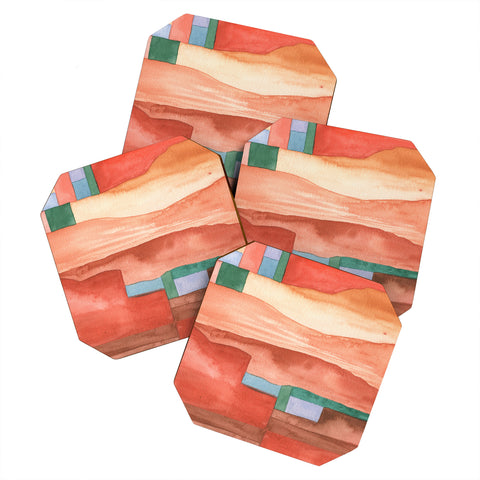 Carey Copeland Abstract Desert Landscape Coaster Set