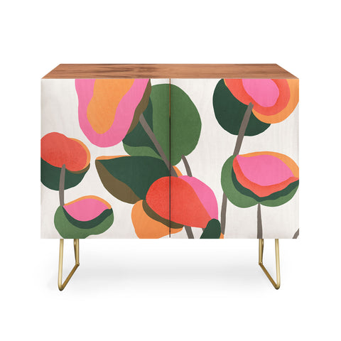 Carey Copeland Abstract Eucalyptus Leaves Credenza
