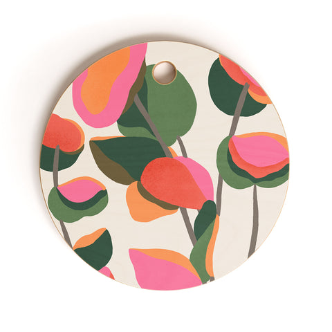 Carey Copeland Abstract Eucalyptus Leaves Cutting Board Round