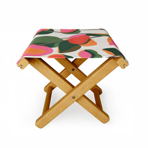 Carey Copeland Abstract Eucalyptus Leaves Folding Stool
