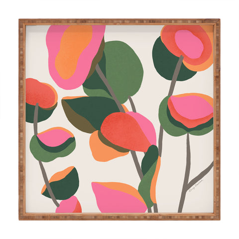 Carey Copeland Abstract Eucalyptus Leaves Square Tray