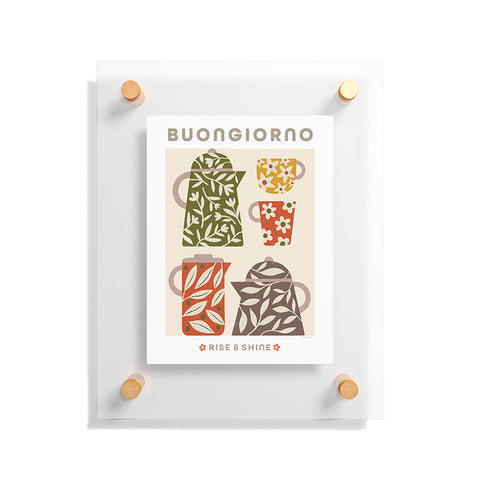 Carey Copeland Buongiorno Retro Floral Coffee Floating Acrylic Print