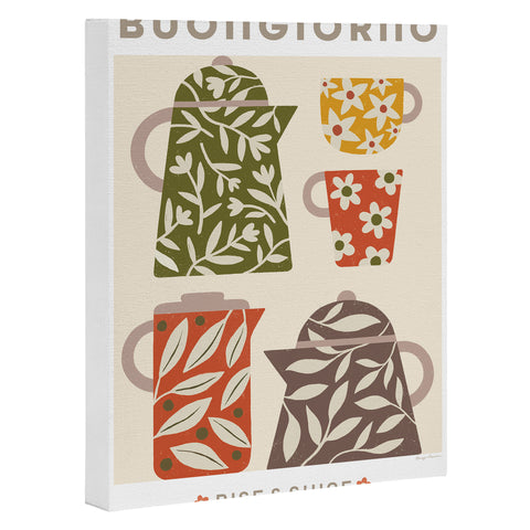 Carey Copeland Buongiorno Retro Floral Coffee Art Canvas