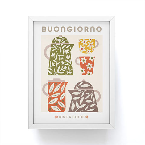 Carey Copeland Buongiorno Retro Floral Coffee Framed Mini Art Print
