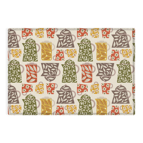 Carey Copeland Buongiorno Retro Floral Coffee Outdoor Rug