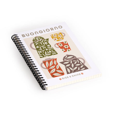 Carey Copeland Buongiorno Retro Floral Coffee Spiral Notebook