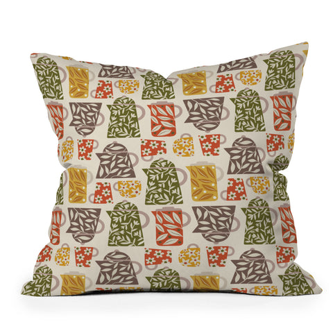 Carey Copeland Buongiorno Retro Floral Coffee Throw Pillow