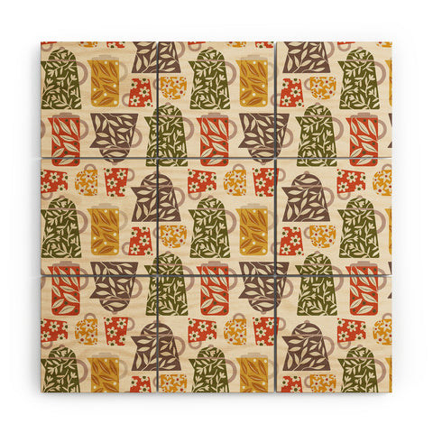 Carey Copeland Buongiorno Retro Floral Coffee Wood Wall Mural