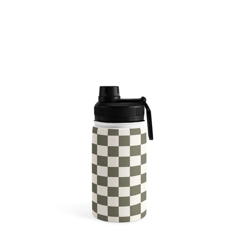 Carey Copeland Checkerboard Olive Green Water Bottle