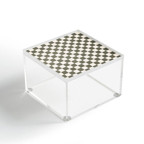 Carey Copeland Checkerboard Olive Green Acrylic Box