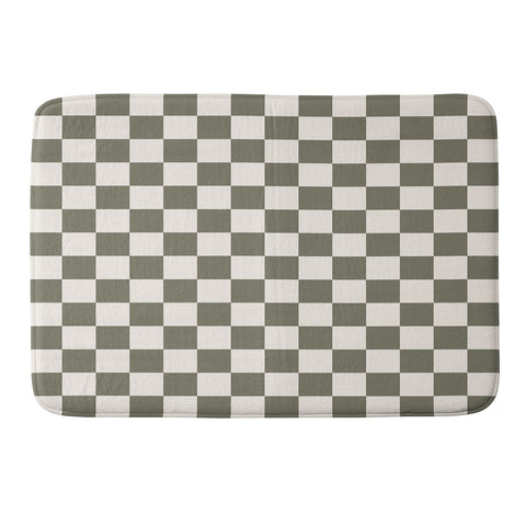 Carey Copeland Checkerboard Olive Green Memory Foam Bath Mat