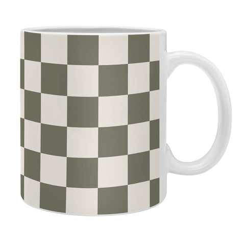 Carey Copeland Checkerboard Olive Green Coffee Mug