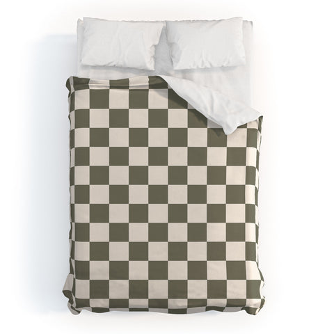 Carey Copeland Checkerboard Olive Green Duvet Cover