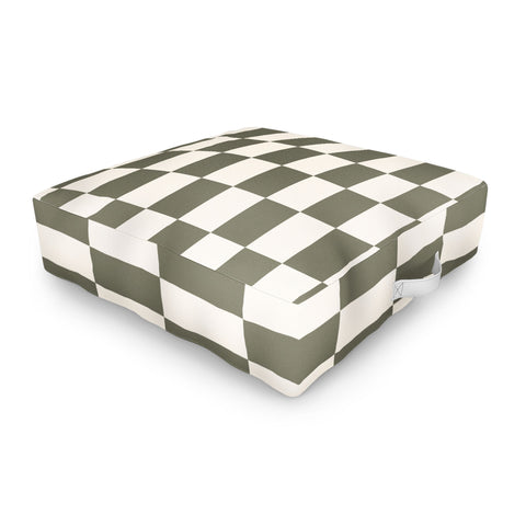 Carey Copeland Checkerboard Olive Green Outdoor Floor Cushion