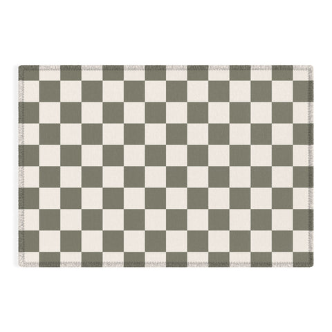 Carey Copeland Checkerboard Olive Green Outdoor Rug