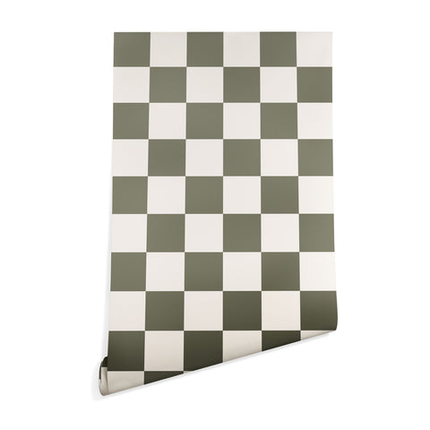 Carey Copeland Checkerboard Olive Green Wallpaper