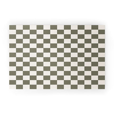 Carey Copeland Checkerboard Olive Green Welcome Mat