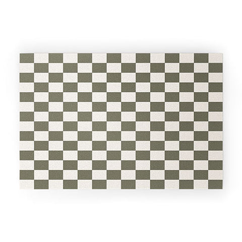Carey Copeland Checkerboard Olive Green Welcome Mat