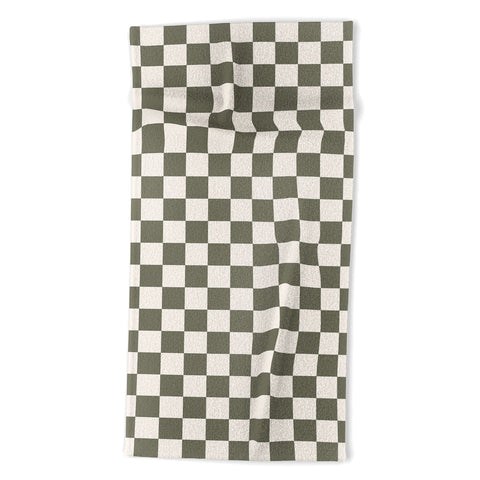 Carey Copeland Checkerboard Olive Green Beach Towel