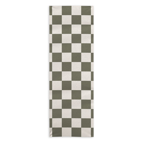 Carey Copeland Checkerboard Olive Green Yoga Towel