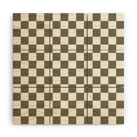 Carey Copeland Checkerboard Olive Green Wood Wall Mural