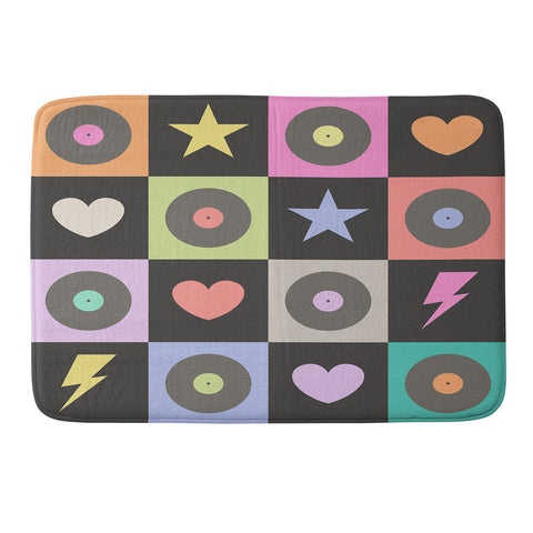 Carey Copeland Colorful Checkerboard 80s Memory Foam Bath Mat