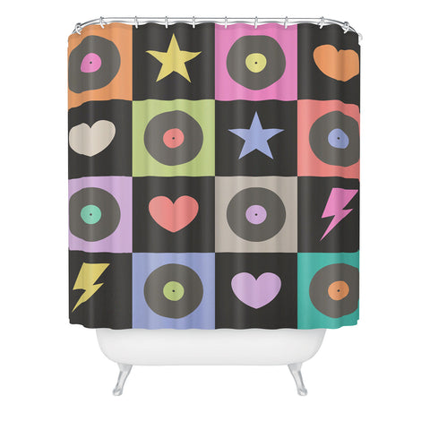 Carey Copeland Colorful Checkerboard 80s Shower Curtain