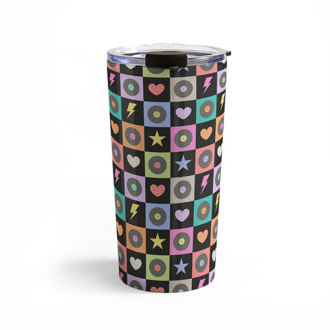 Carey Copeland Colorful Checkerboard 80s Travel Mug