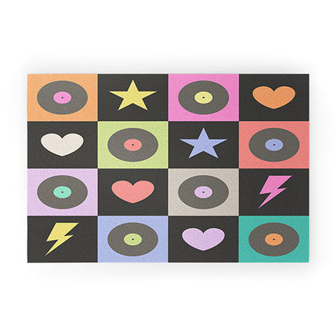 Carey Copeland Colorful Checkerboard 80s Welcome Mat