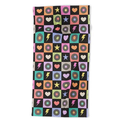 Carey Copeland Colorful Checkerboard 80s Beach Towel