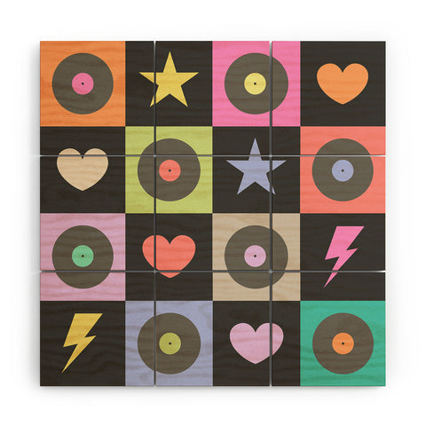 Carey Copeland Colorful Checkerboard 80s Wood Wall Mural