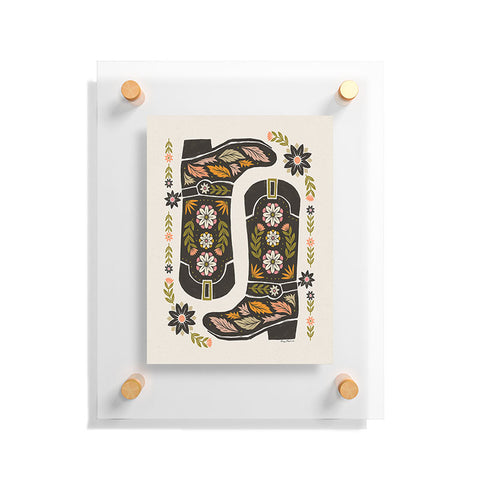 Carey Copeland Cowboy boots and flowers Floating Acrylic Print
