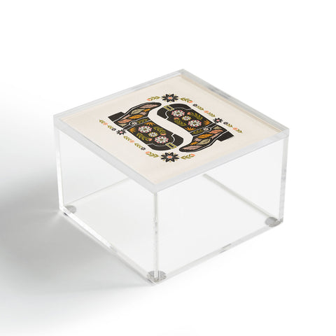 Carey Copeland Cowboy boots and flowers Acrylic Box