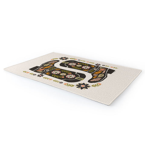 Carey Copeland Cowboy boots and flowers Area Rug