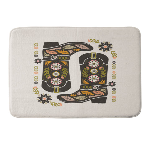 Carey Copeland Cowboy boots and flowers Memory Foam Bath Mat