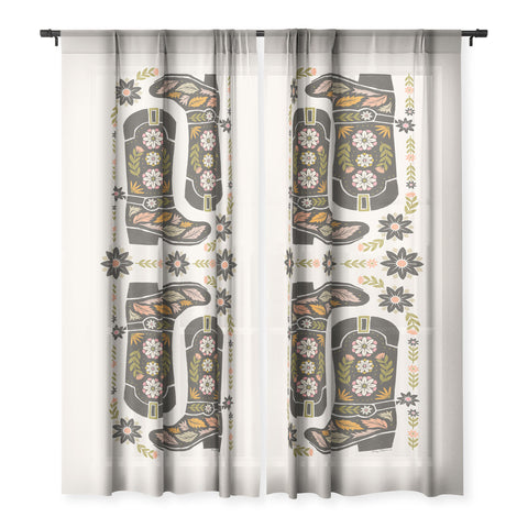 Carey Copeland Cowboy boots and flowers Sheer Non Repeat