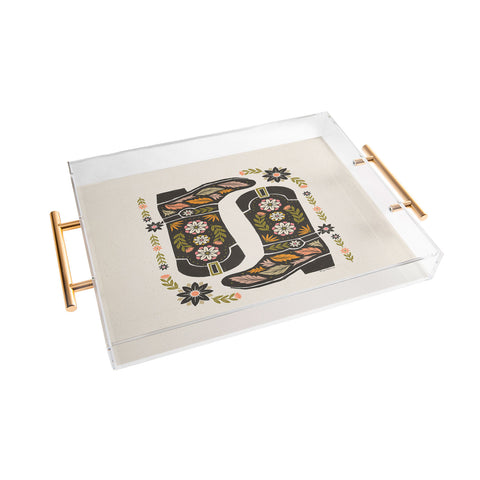 Carey Copeland Cowboy boots and flowers Acrylic Tray