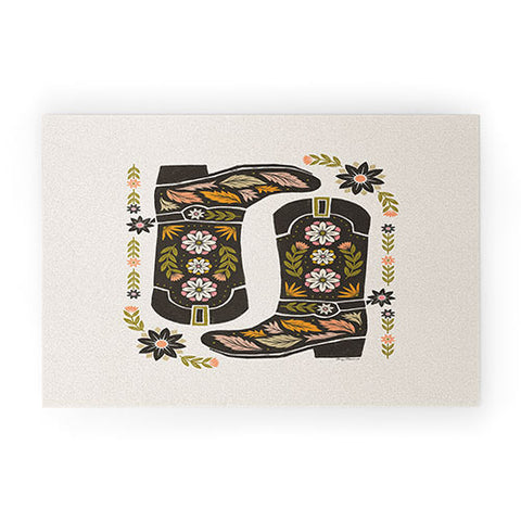 Carey Copeland Cowboy boots and flowers Welcome Mat