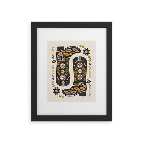 Carey Copeland Cowboy boots and flowers Framed Art Print