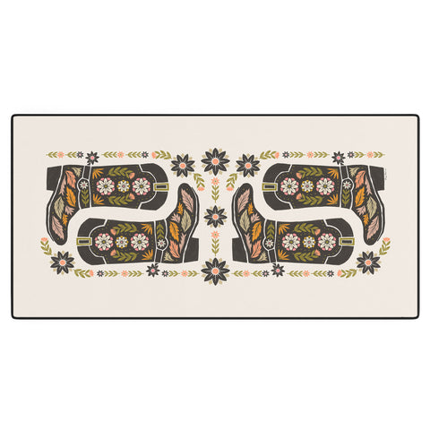 Carey Copeland Cowboy boots and flowers Desk Mat
