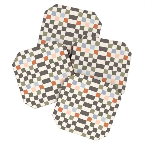 Carey Copeland Fall Checkerboard Coaster Set